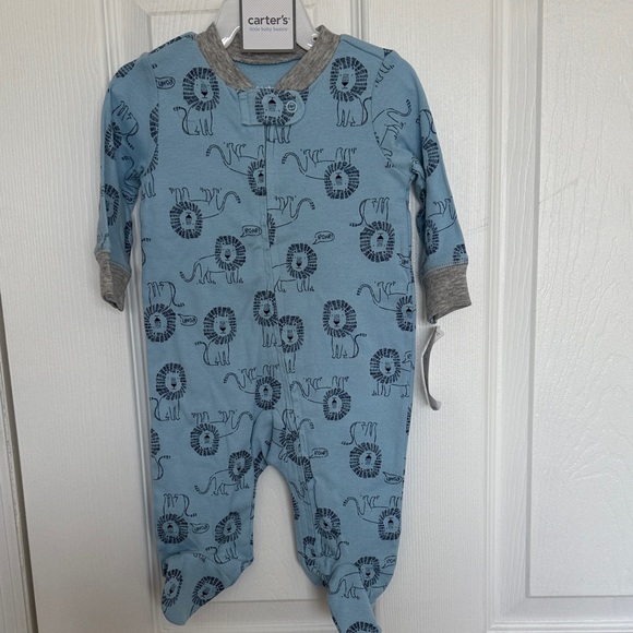 Carter's Other - Carter's Blue and Gray Lion Print Footie